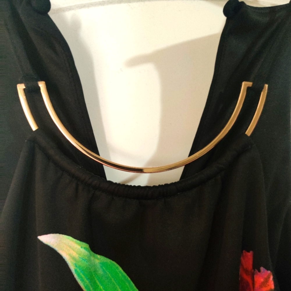 Bisou Bisou Black Sleeveless Tropical Dress - Picture 3 of 5